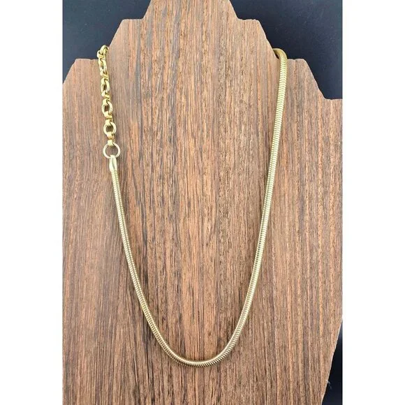 Kenneth J. Lane Gold Tone Adjustable 20" Snake Chain Necklace Vintage - Picture 8 of 10